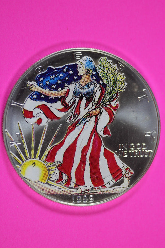 Colorized 1999 American Silver Eagle 1 Ounce .999 Fine Exact Coin Shown 181