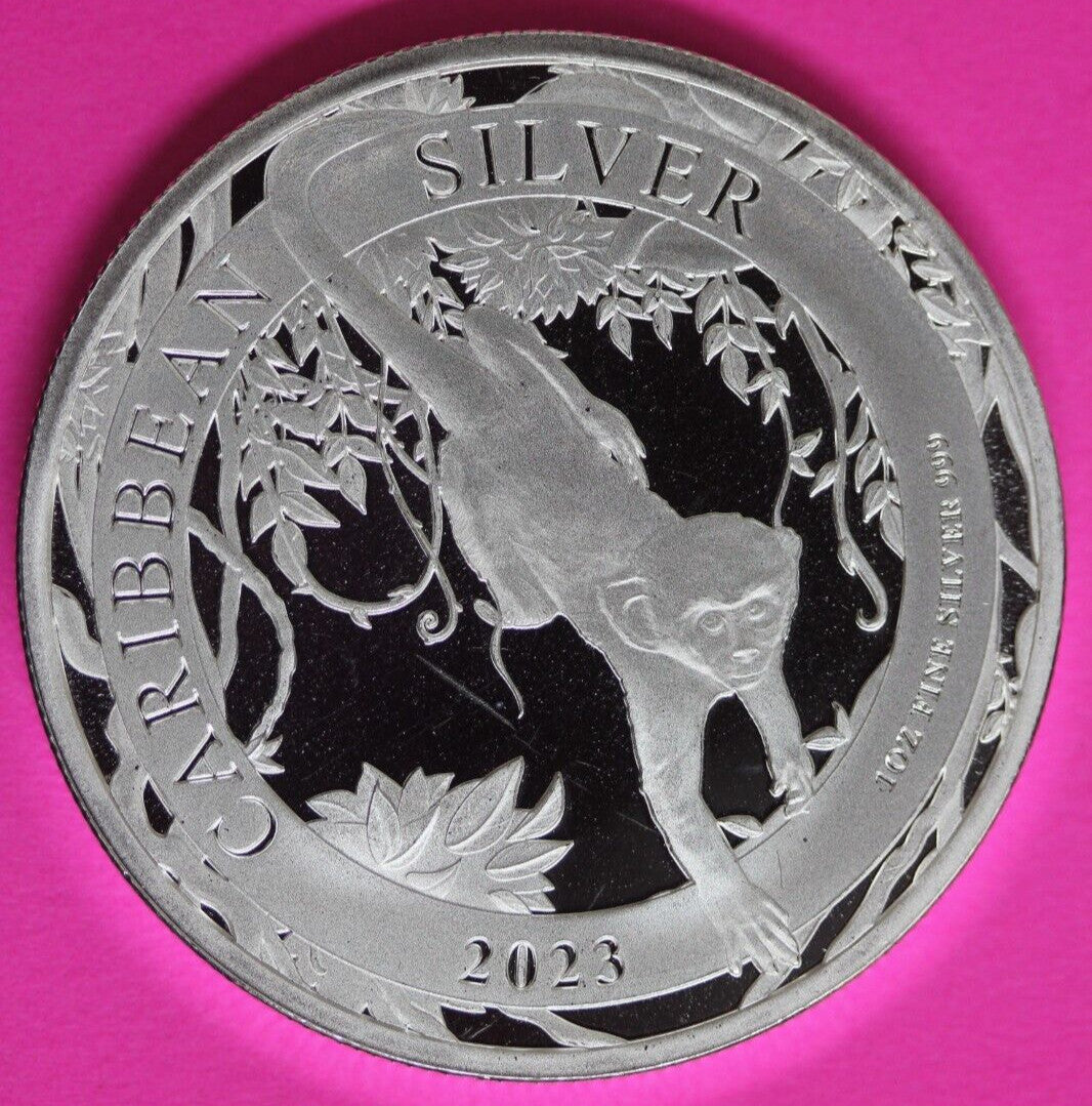 Gem BU 2023 Barbados Monkey 1 OZ Silver Coin .999 Fine $1.00 Same Coin In Pic 32