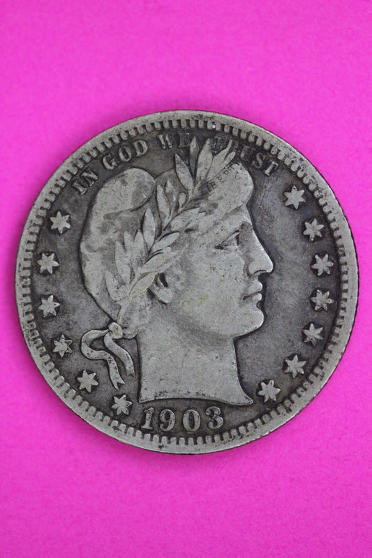 1903 O Barber Liberty Silver Quarter Guaranteed Authentic & Genuine Coin 1413