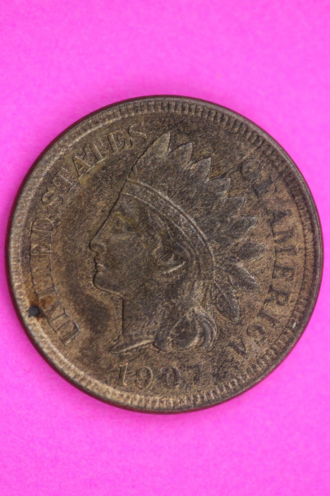 1907/7 RB Snow Indian Head Cent Key Date Coin Guaranteed Authentic Genuine 1091