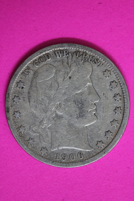 1906 D Barber Liberty Half Dollar Scarce Semi Key Date Coin Denver Mint 23