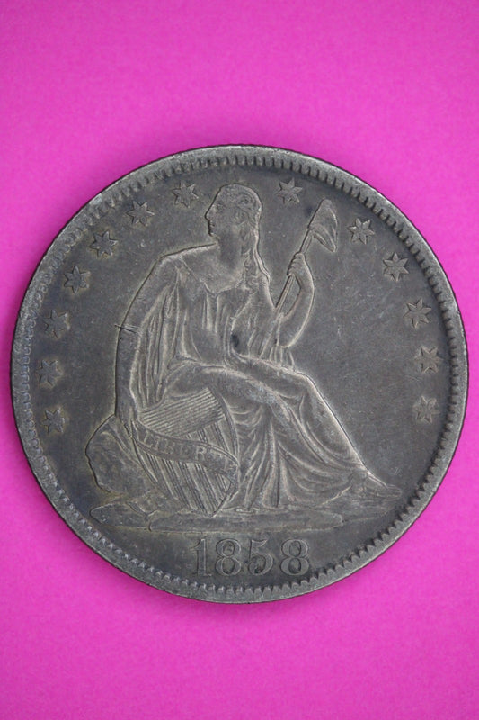 1858 O Seated Liberty Half Dollar Guaranteed Authentic & Genuine Coin 3002