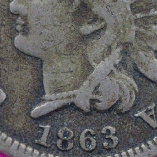1863 Copper Nickel Indian Head Cent Penny Early Type Coin Exact Coin Pictured 64