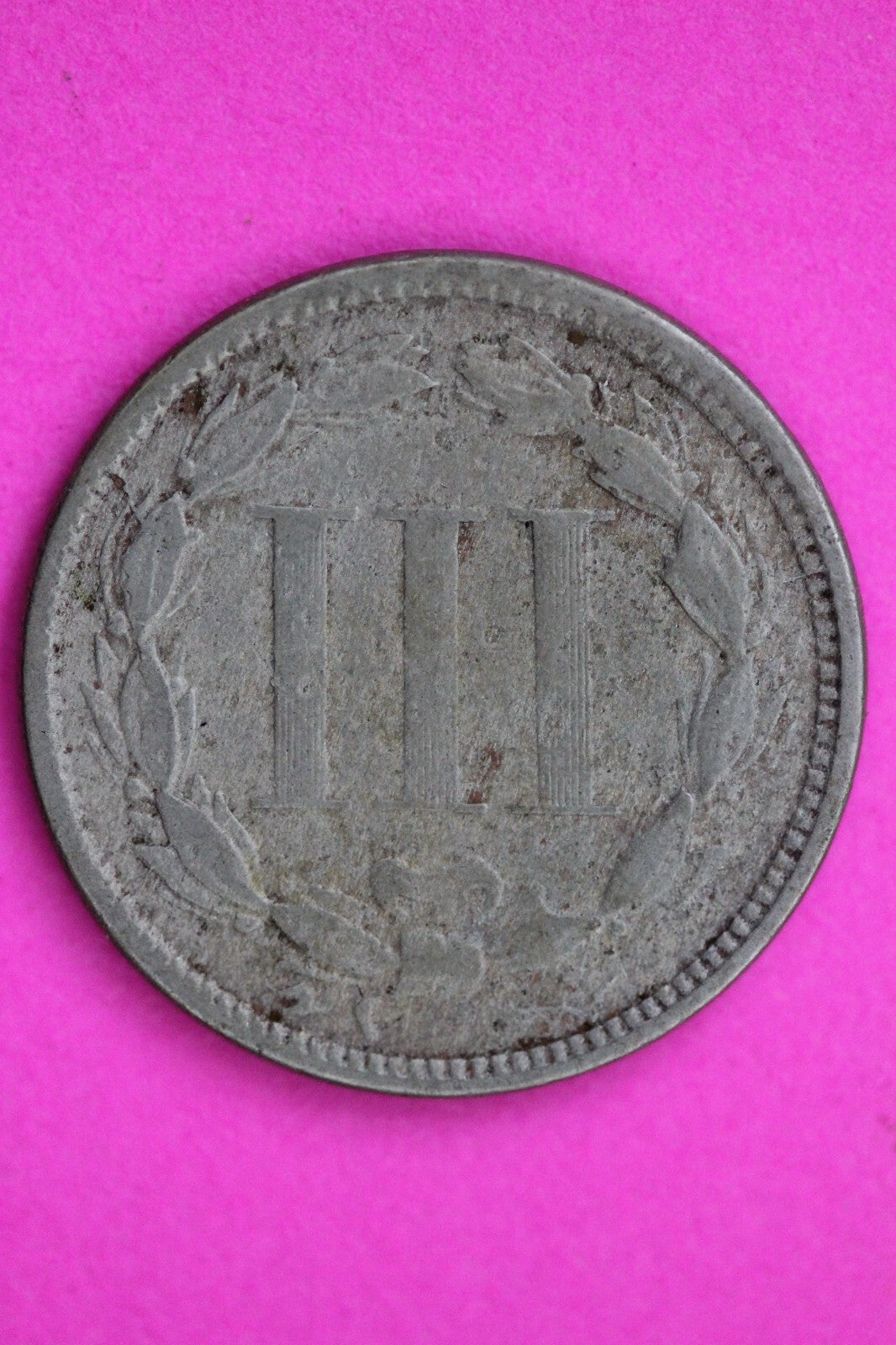 1867 Three 3 Cent Nickel Scarce Type Coin Guaranteed Authentic & Genuine 0720N