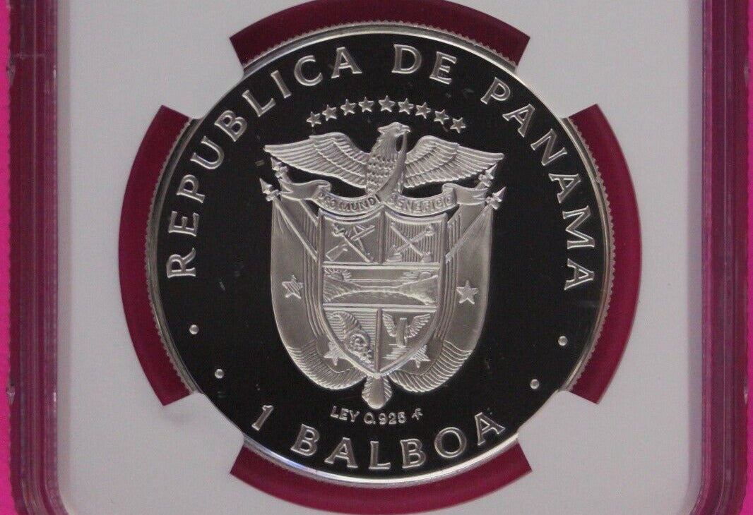 1977 Panama PF 69 Ultra Cameo Proof Silver Balboa NGC Certified Graded Slab 1002