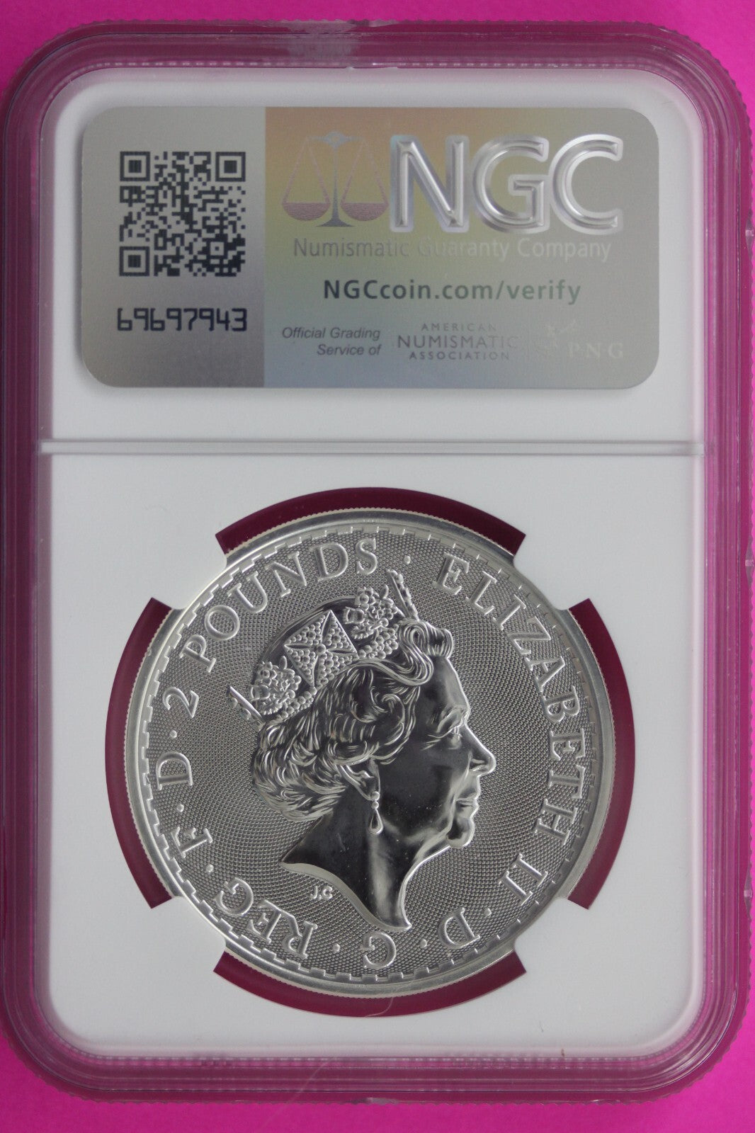 2017 MS 69 Great Britain £2 Britannia 20th Anniversary Privy NGC Graded Slab 722