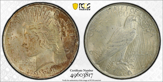 Toned 1923 P MS 62 Peace Silver Dollar PCGS Graded Certified Authentic Slab 74
