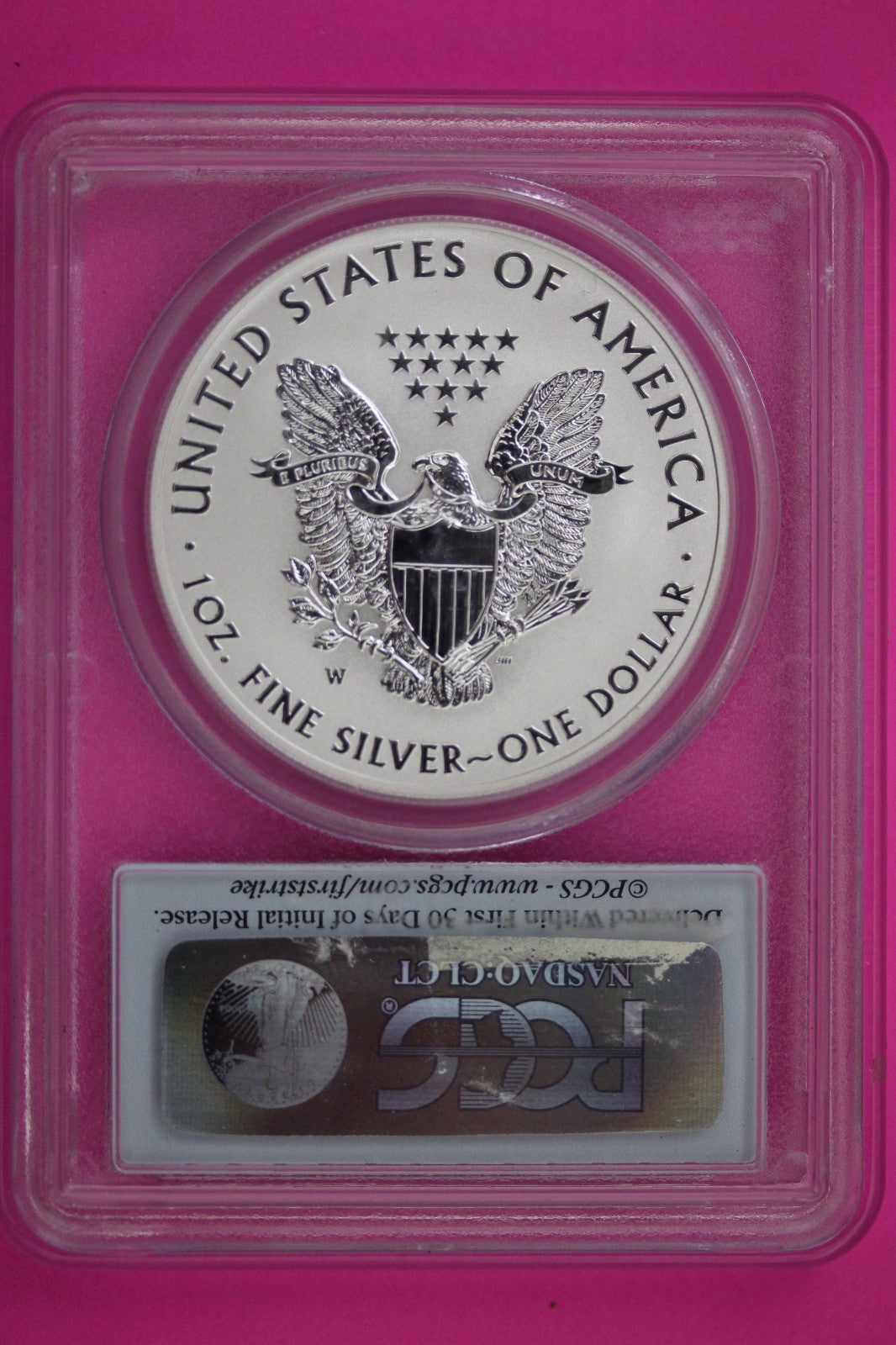 2013 W Reverse Proof Silver Eagle PR 69 Glue Residue on Slab DCAM 1 OZ PCGS 897