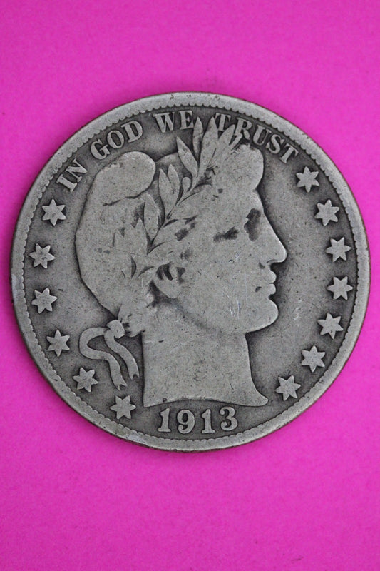 1913 S Barber Liberty Silver Half Dollar Guaranteed Authentic Genuine Coin 2331