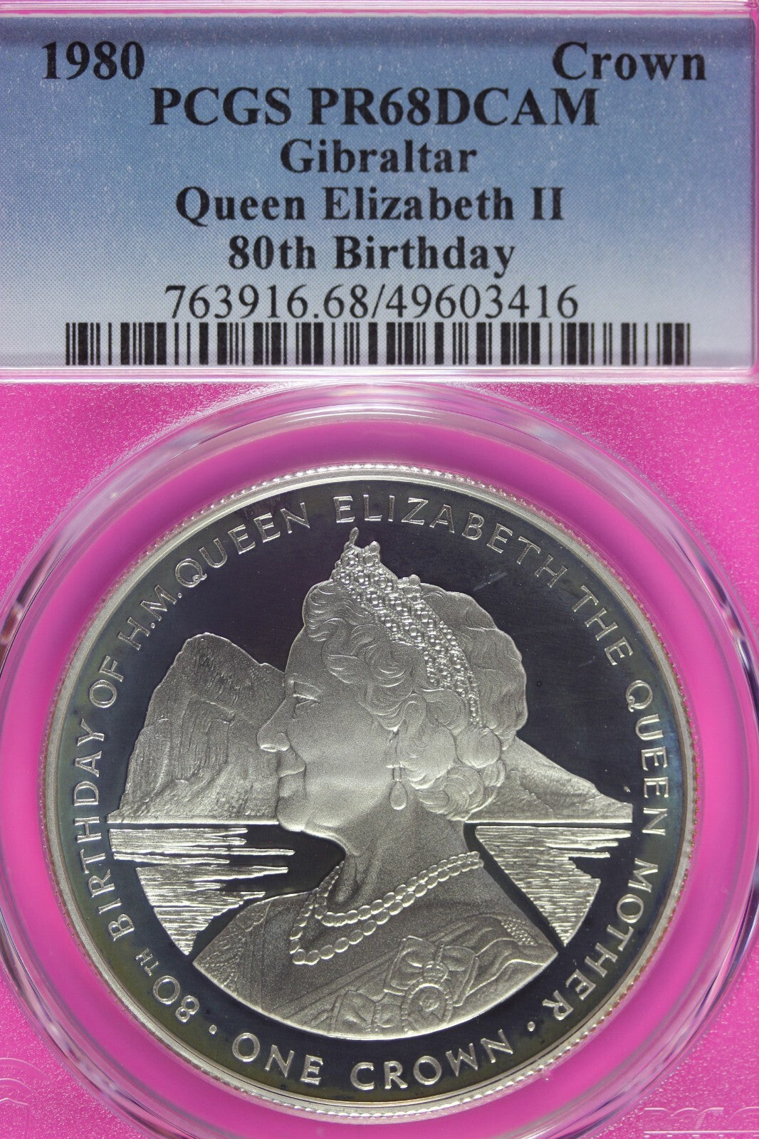 Toned 1980 PR 68 DCAM Crown Gibraltar  PCGS Queen Elizabeth 80th Birthday 539