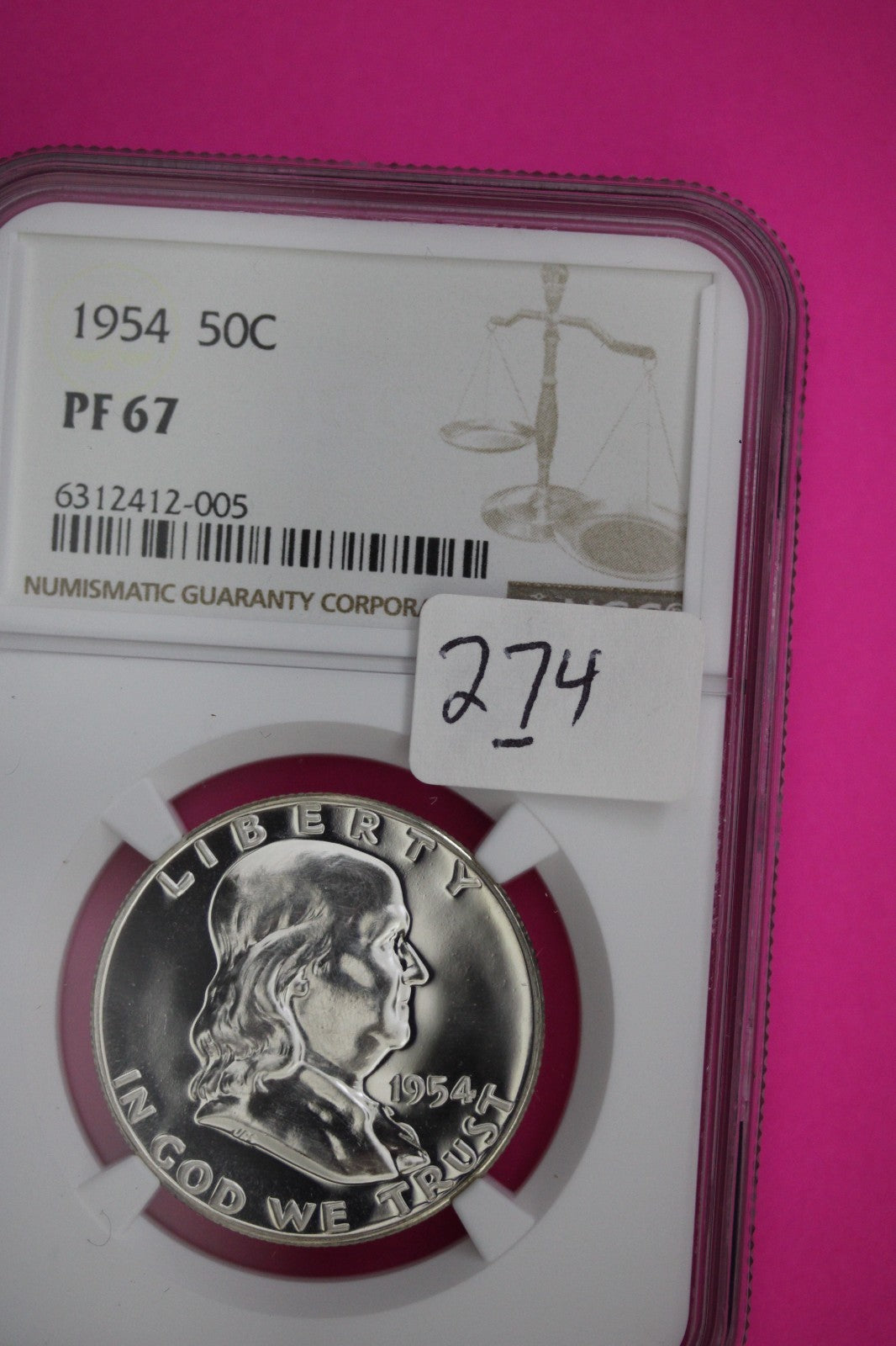 1954 PF 67 Ben Franklin Silver Half Dollar NGC Certified Graded Authentic 274
