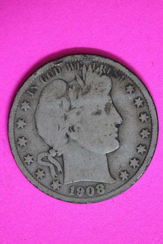 1908 S Barber Liberty Half Dollar Scarce Semi Key Date Coin San Francisco 156