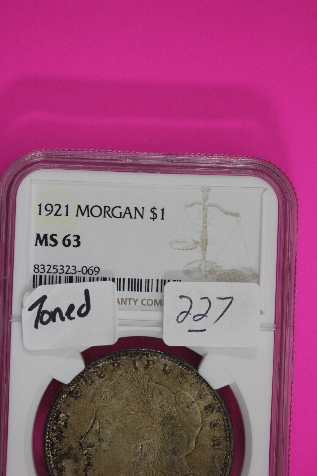 1921 P MS 63 Liberty Morgan Silver Dollar NGC Certified Graded Slab 227