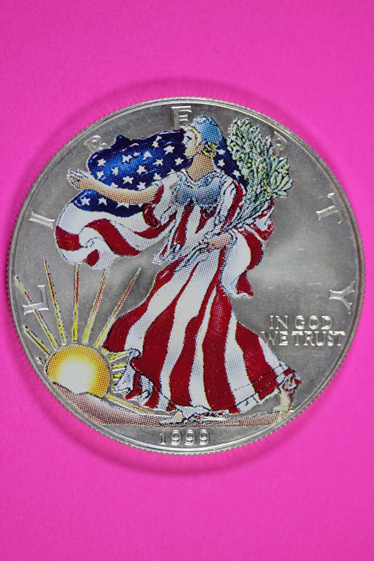 Colorized 1999 American Silver Eagle 1 Ounce .999 Fine Exact Coin Shown 163