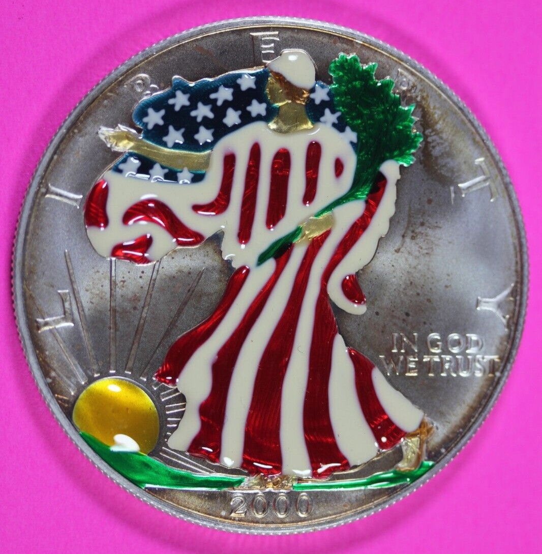 Colorized 2000 American Silver Eagle 1 Ounce .999 Fine Exact Coin Shown 154