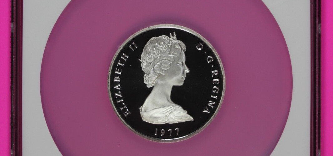 Pop 5 Only 1 Finer 1977 PF 69 Turks 25 Cr Queen's Silver Jubilee Silver NGC 7020