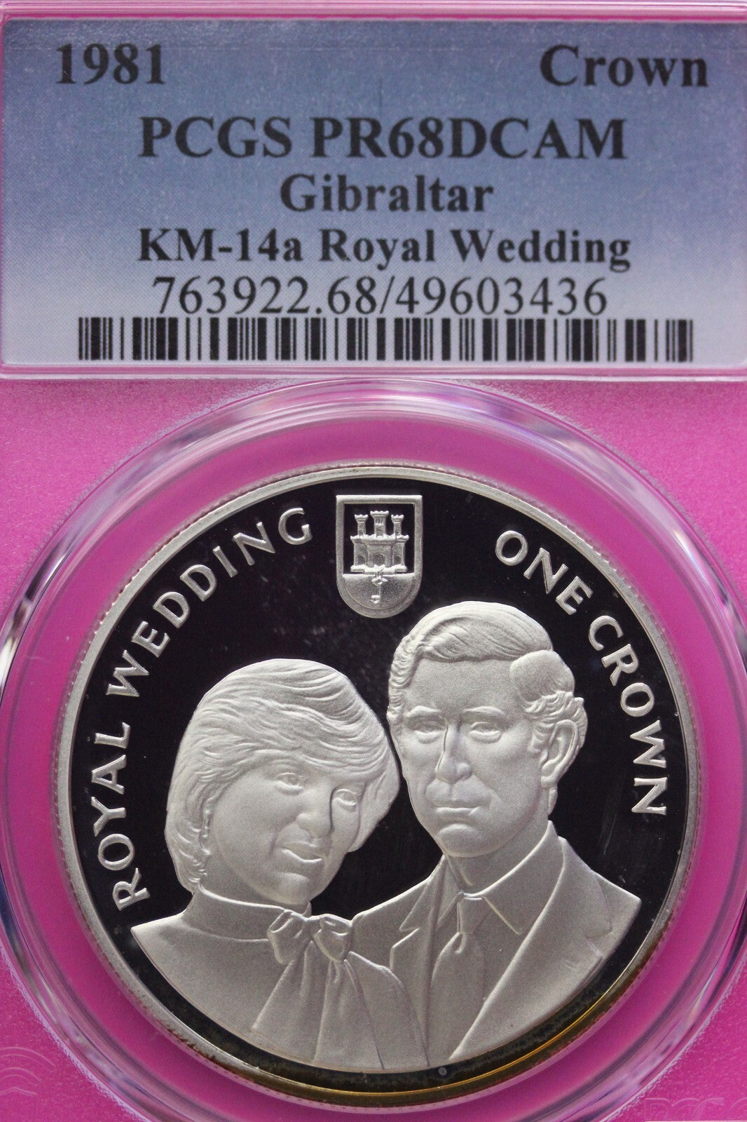 Toned 1981 PR 68 DCAM Crown Gibraltar Princess Diana Royal Wedding PCGS Slab 646