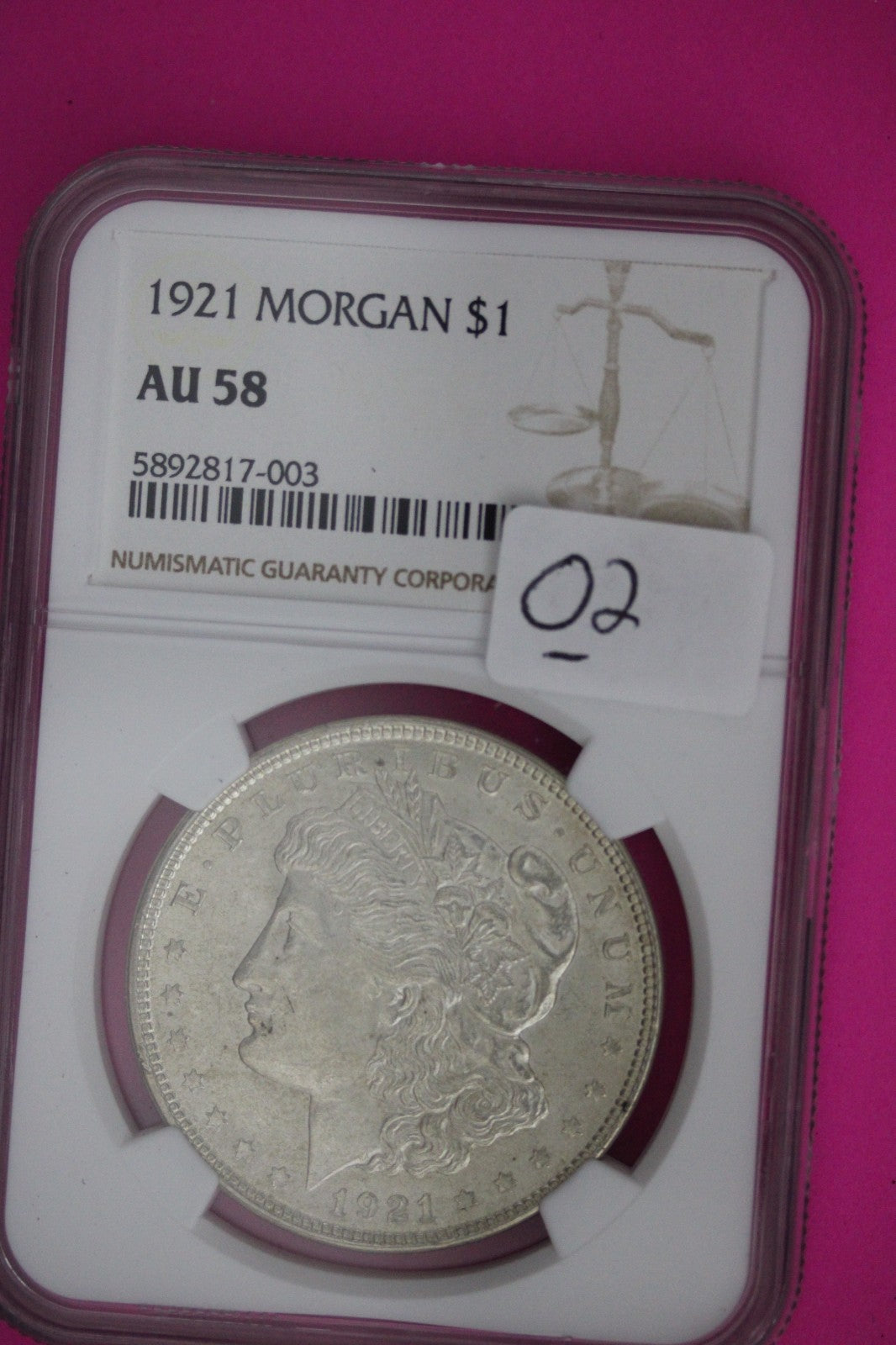 1921 P AU 58 Liberty Morgan Silver Dollar NGC Certified Graded Authentic 02