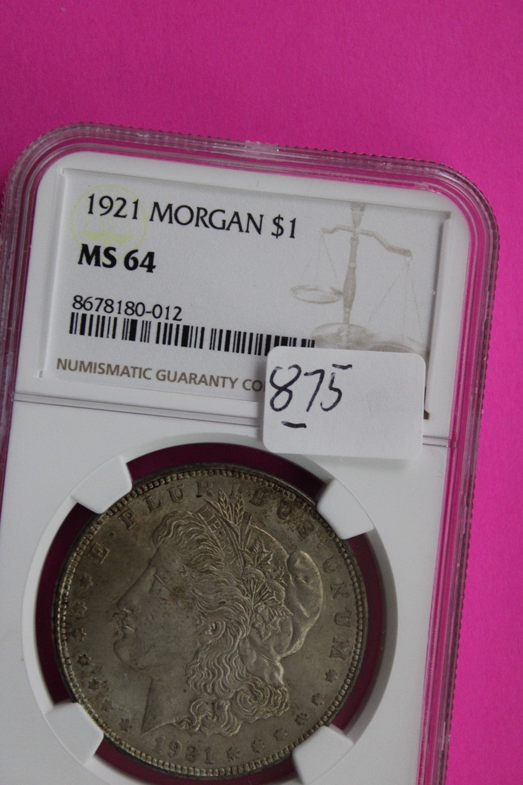 1921 P MS 64 Liberty Morgan Silver Dollar NGC Certified Graded Authentic 875