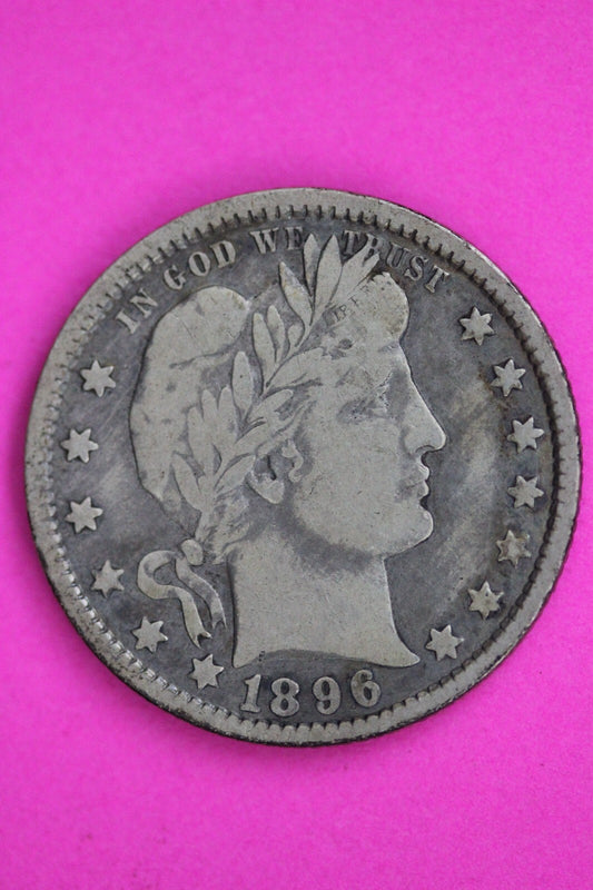 1896 O Barber Liberty Silver Quarter Guaranteed Authentic & Genuine Coin 0601N