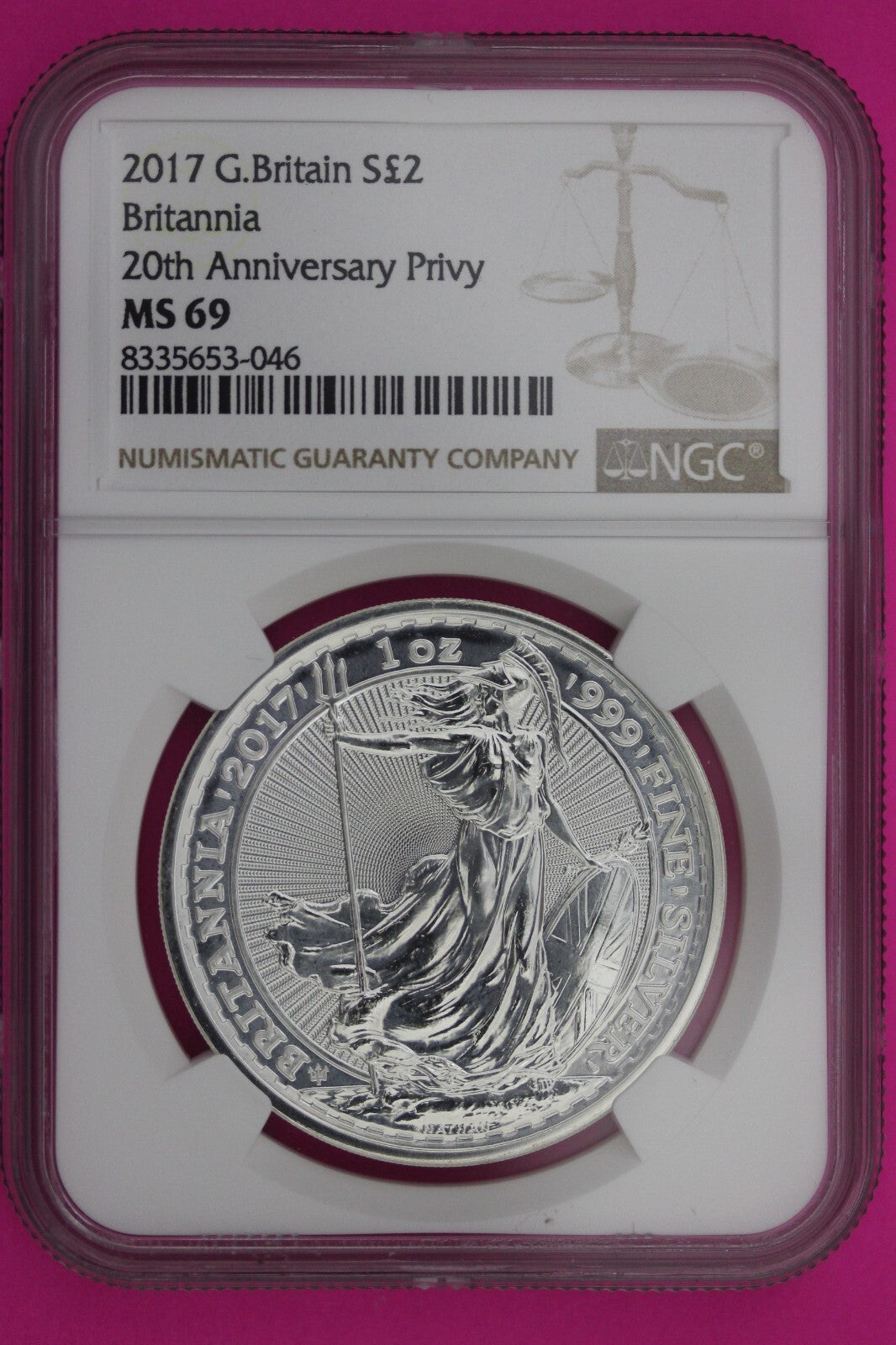 2017 MS 69 Great Britain £2 Britannia 20th Anniversary Privy NGC Graded  1169