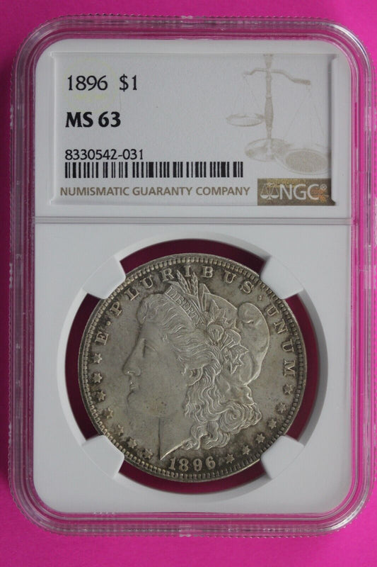 1896 P MS 63 Liberty Morgan Silver Dollar NGC Certified Graded Slab 457