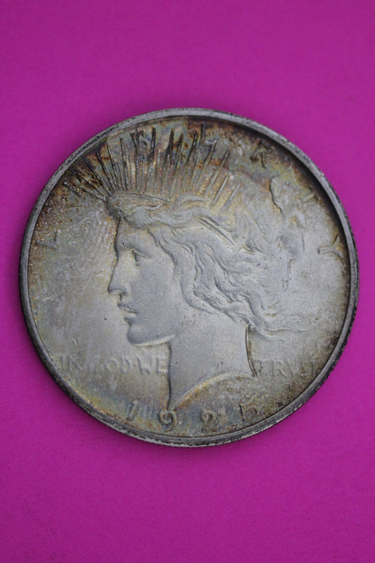 Toned 1925 S Peace Silver Dollar LIberty Coin Guaranteed Authentic 0333N