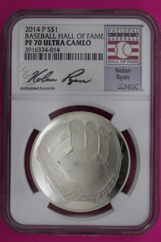 2014 P PF 70 Baseball Hall Of Fame Commemorative Silver Dollar NGC Graded 6010