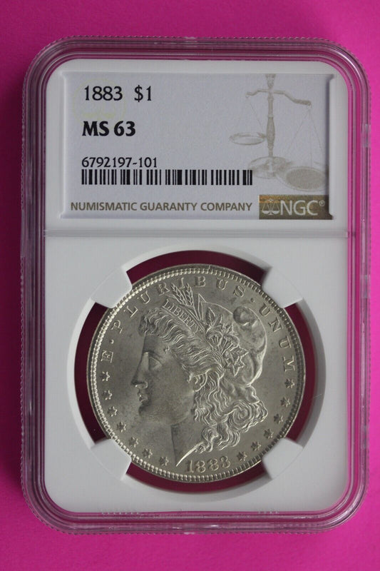 1883 P MS 63 Liberty Morgan Silver Dollar NGC Certified Slab Free Shipping 670