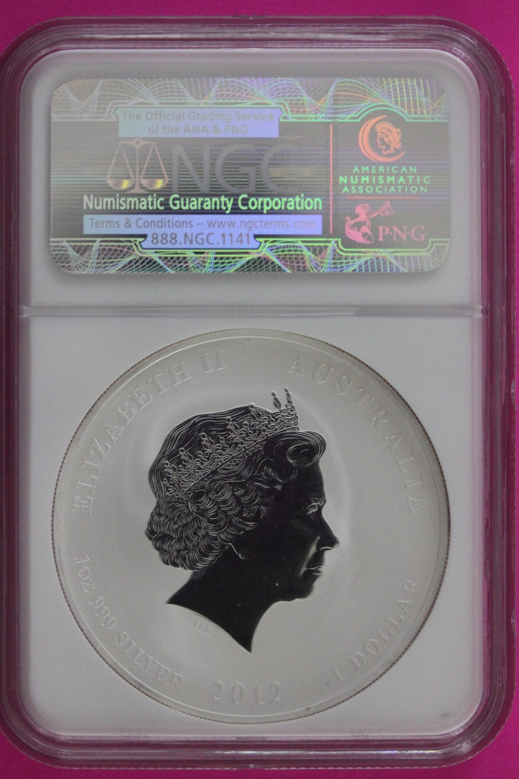 2012 P MS 69 Australia Year Of The Dragon $1 Silver Coin NGC Slab 964