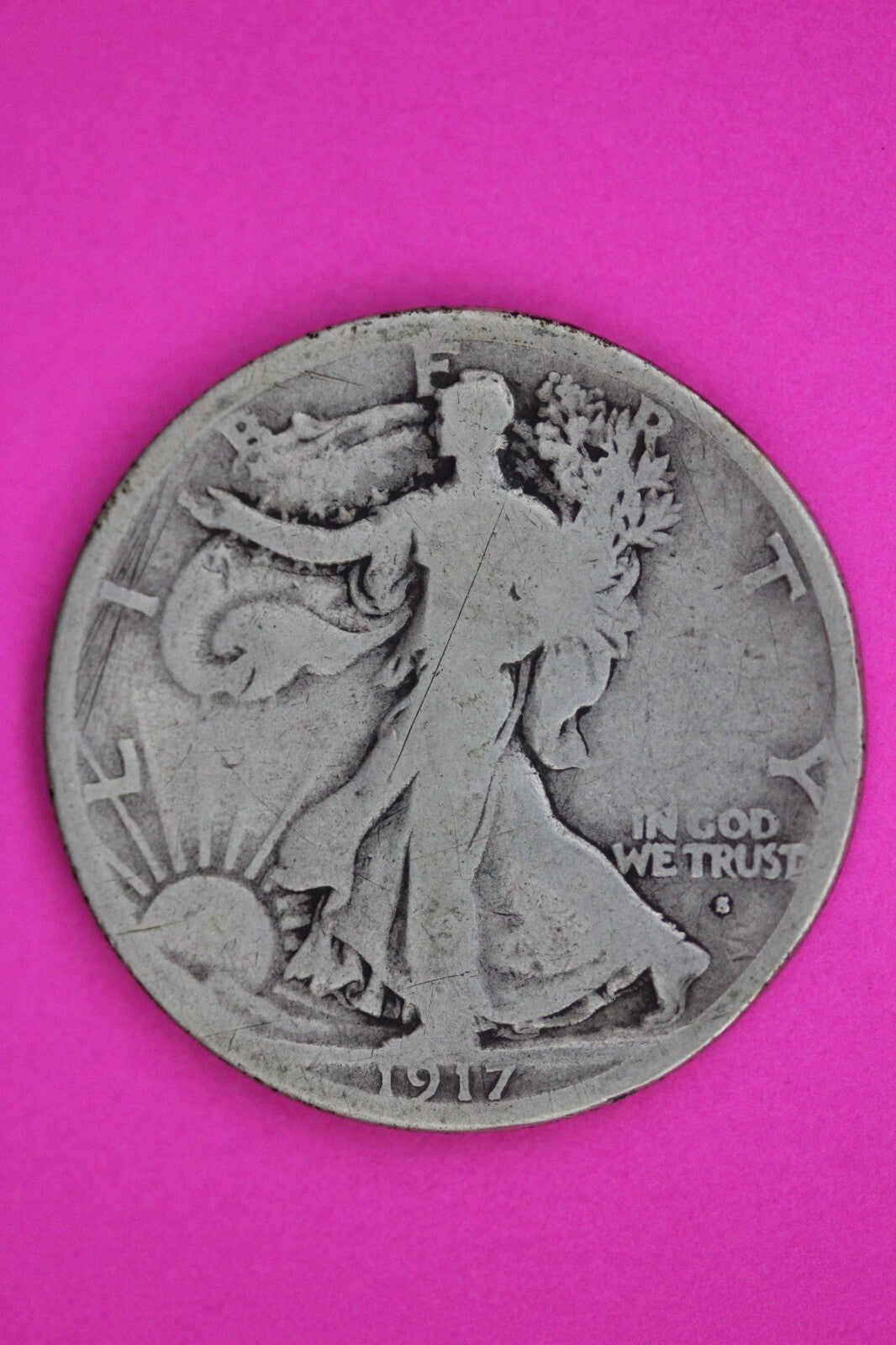 1917 Obverse S Walking Liberty Silver Half Dollar Guaranteed Authentic Coin 1505