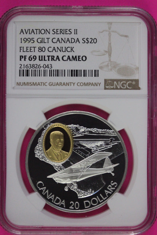 1995 PF 69 Ultra Cameo Canada Aviation Series Fleet 80 Canuck $20 NGC Slab 1062