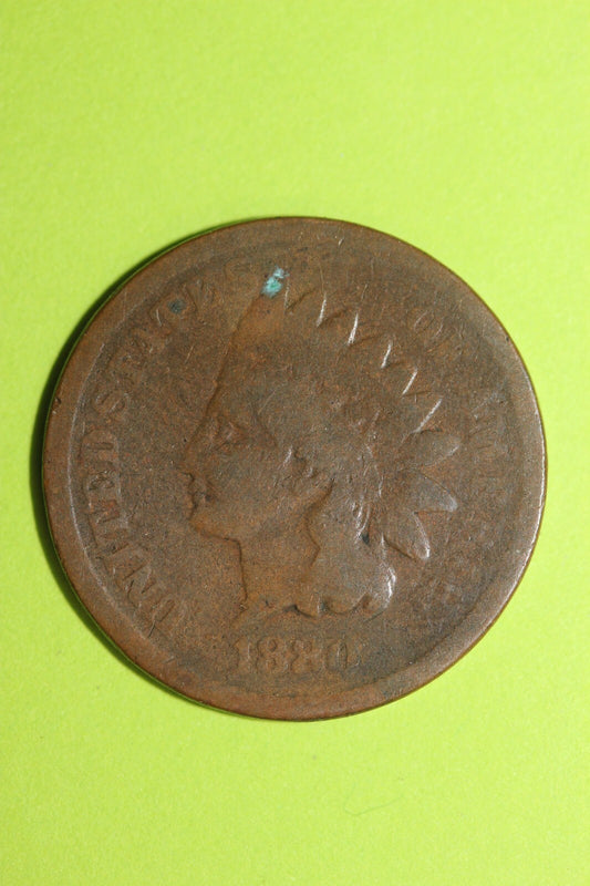 1880 Indian Head Cent Penny Low Grade Cull Exact Coin Shown Fast Shipping OCE 96