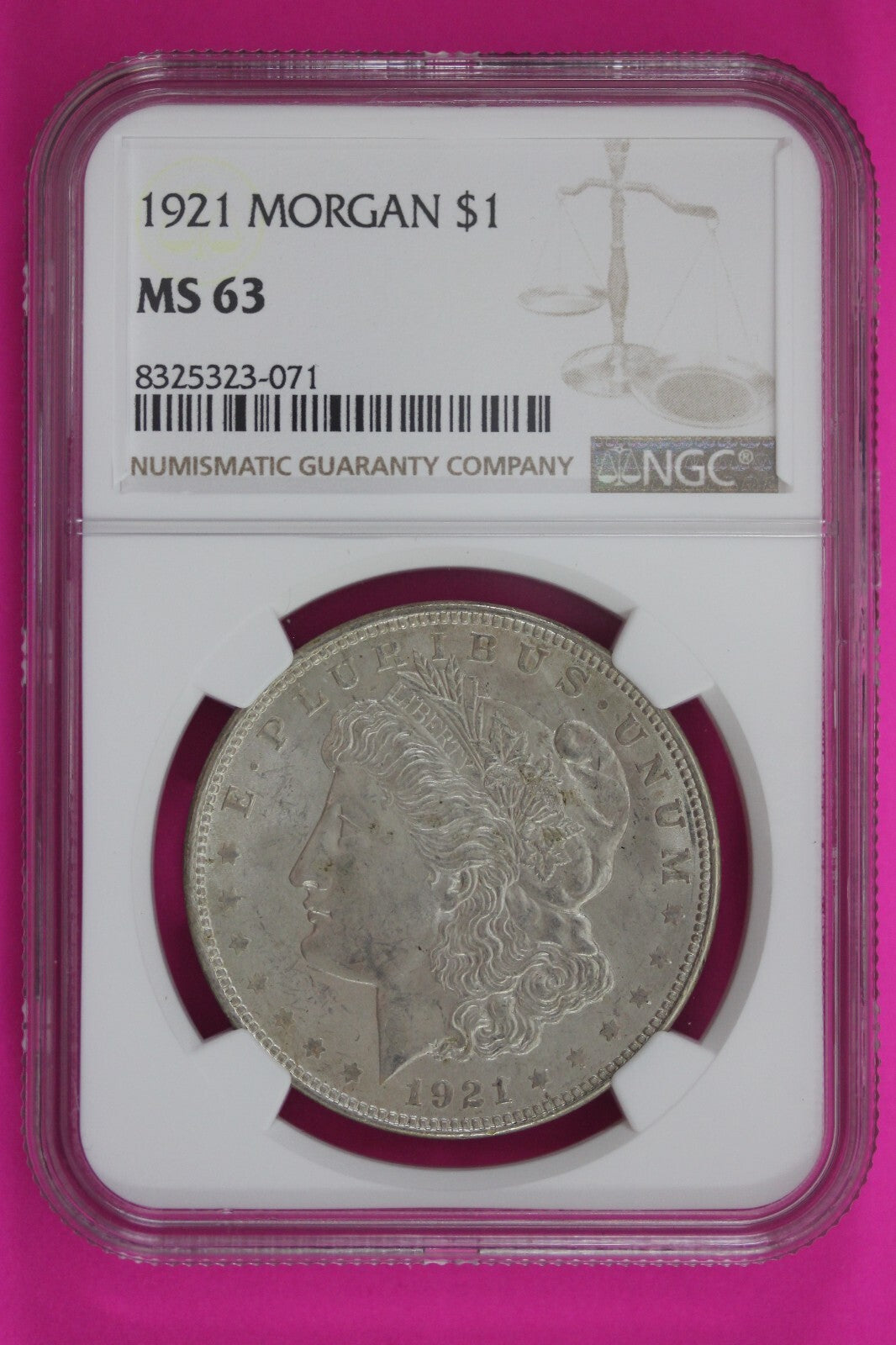 1921 P MS 63 Liberty Morgan Silver Dollar NGC Certified Graded Slab 225