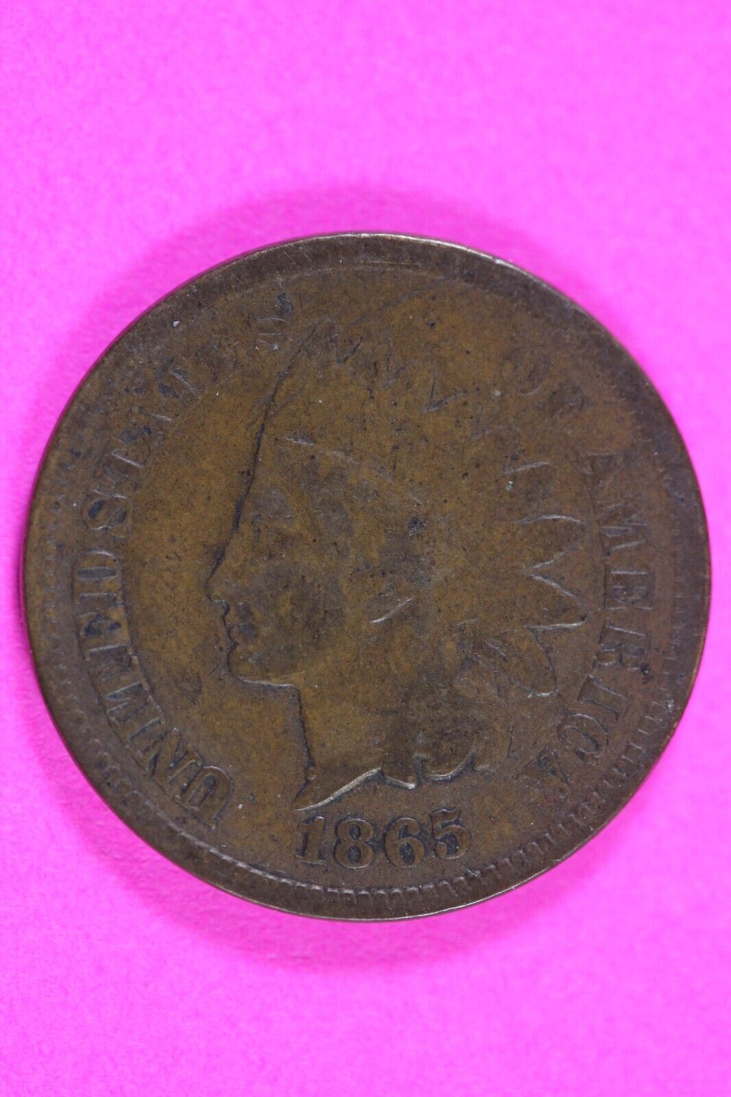 1865 Bronze Indian Head Cent Penny Rare Early Type Coin Exact Coin Pictured 242