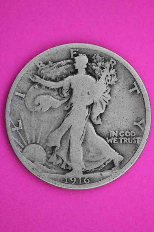 1916 P Walking Liberty Silver Half Dollar Guaranteed Authentic Genuine Coin 2353