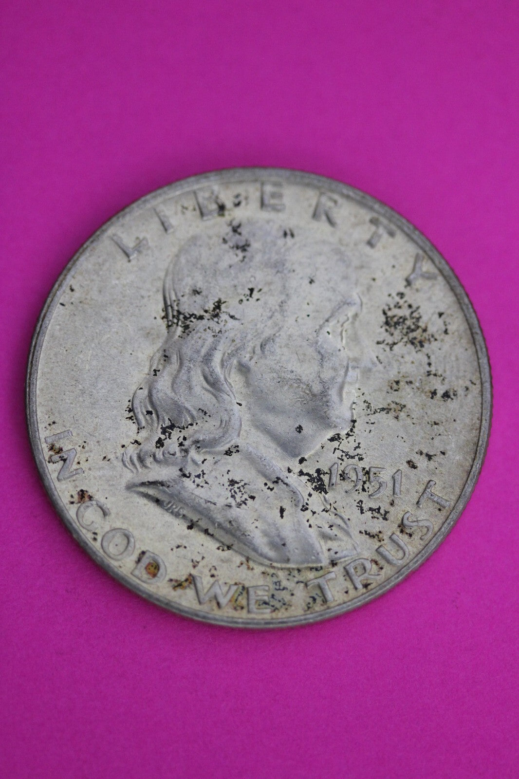 High Grade Toned 1951 D Ben Franklin Silver Half Dollar Exact Coin Shown 18
