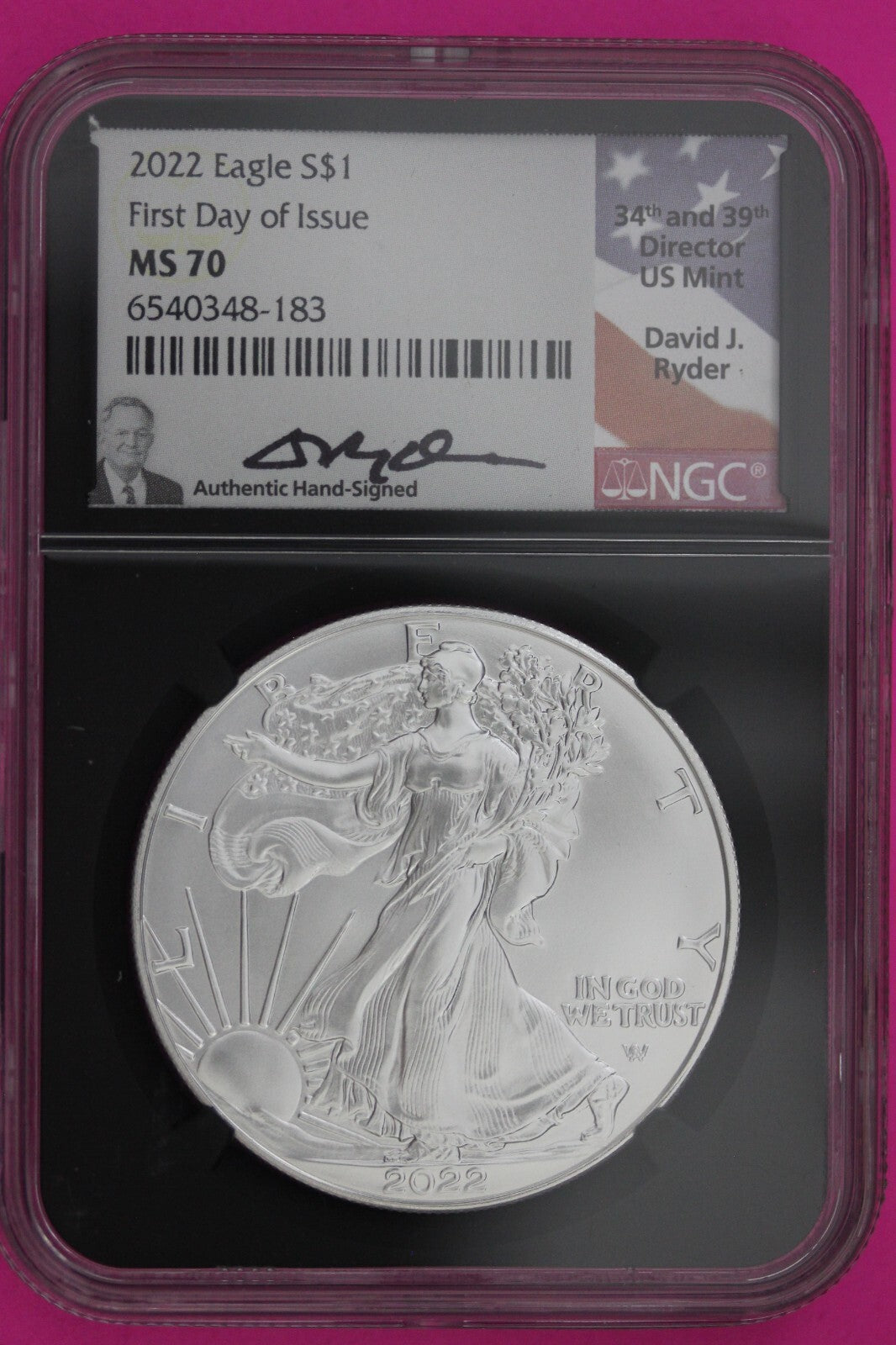 2022 MS 70 Silver Eagle David Ryder Coin NGC Certified Graded Authentic Slab 634