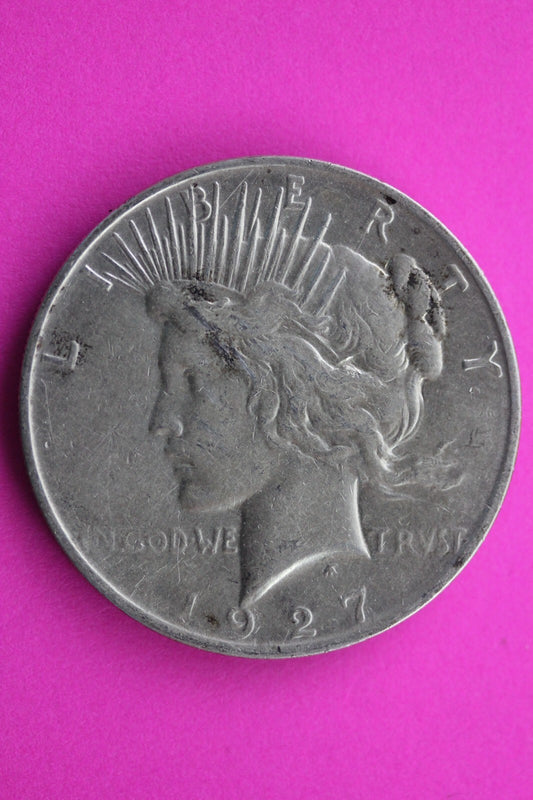 High Grade 1927 D Peace Silver Dollar LIberty Coin Guaranteed Authentic 0353N