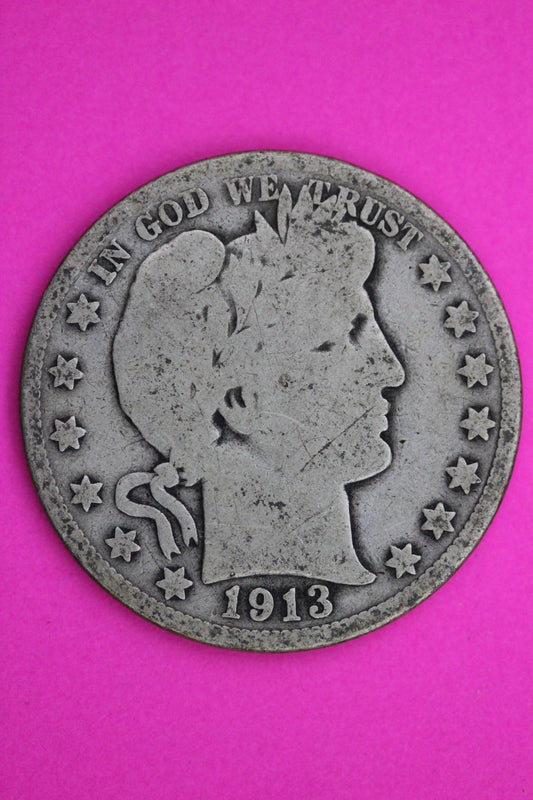 1913 P Barber Liberty Silver Half Dollar Guaranteed Authentic Genuine Coin 2276
