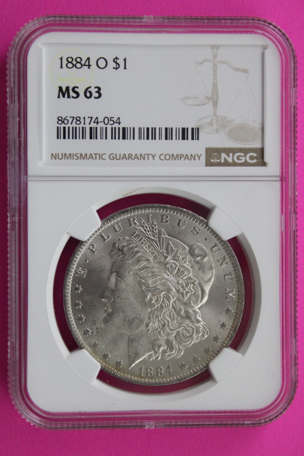 1884 O MS 63 Liberty Morgan Silver Dollar NGC Certified Graded Authentic 789