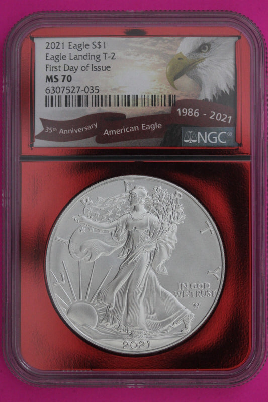 2021 T2 MS 69 Silver Eagle Coin 1 OZ .999 NGC Graded Certified Authentic 526