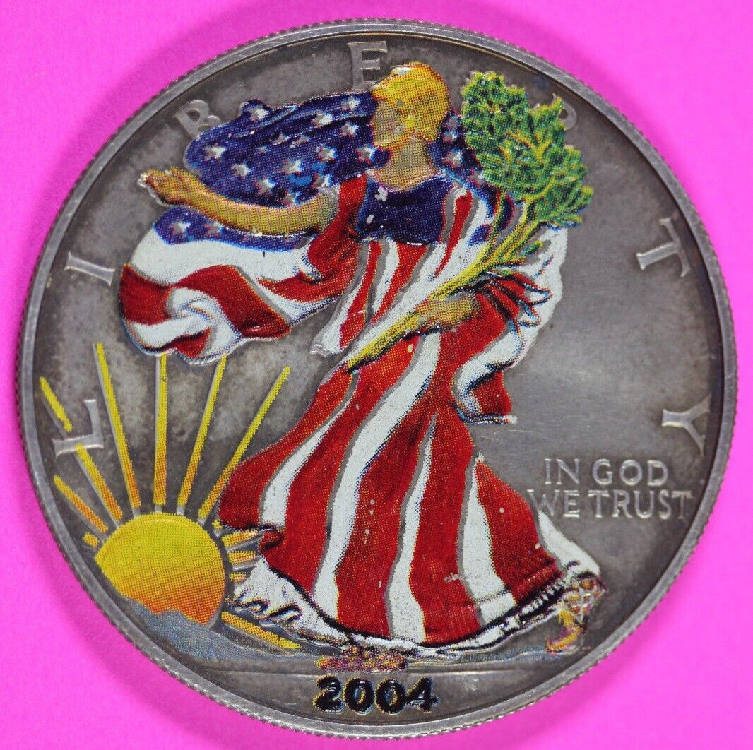 Colorized 2004 American Silver Eagle 1 Ounce .999 Fine Exact Coin Shown 148