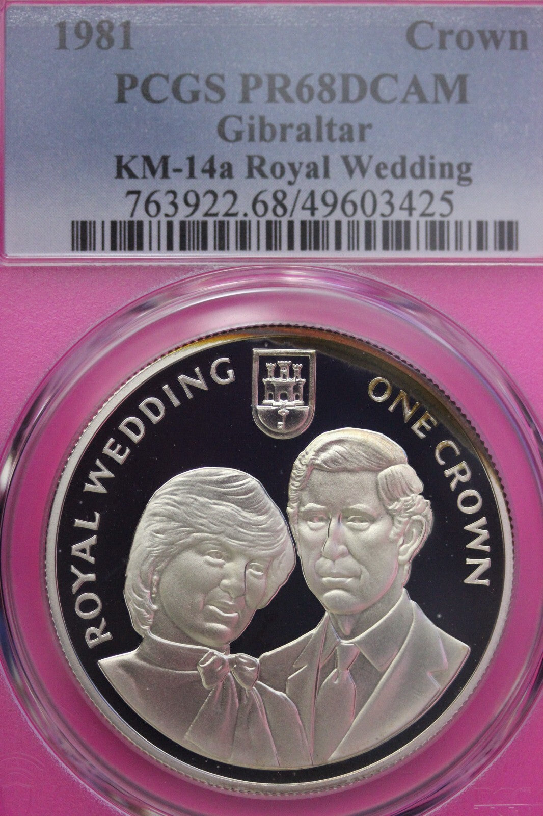 Toned 1981 PR 68 DCAM Crown Gibraltar Princess Diana Royal Wedding PCGS Slab 598