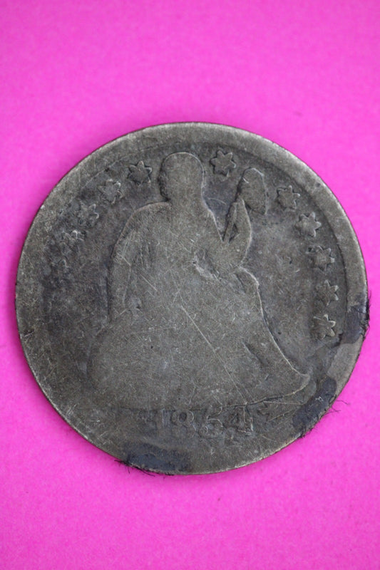 1854 P Seated Dime Silver Exact Coin Shown Low Grade Filler Damaged Bent 2763