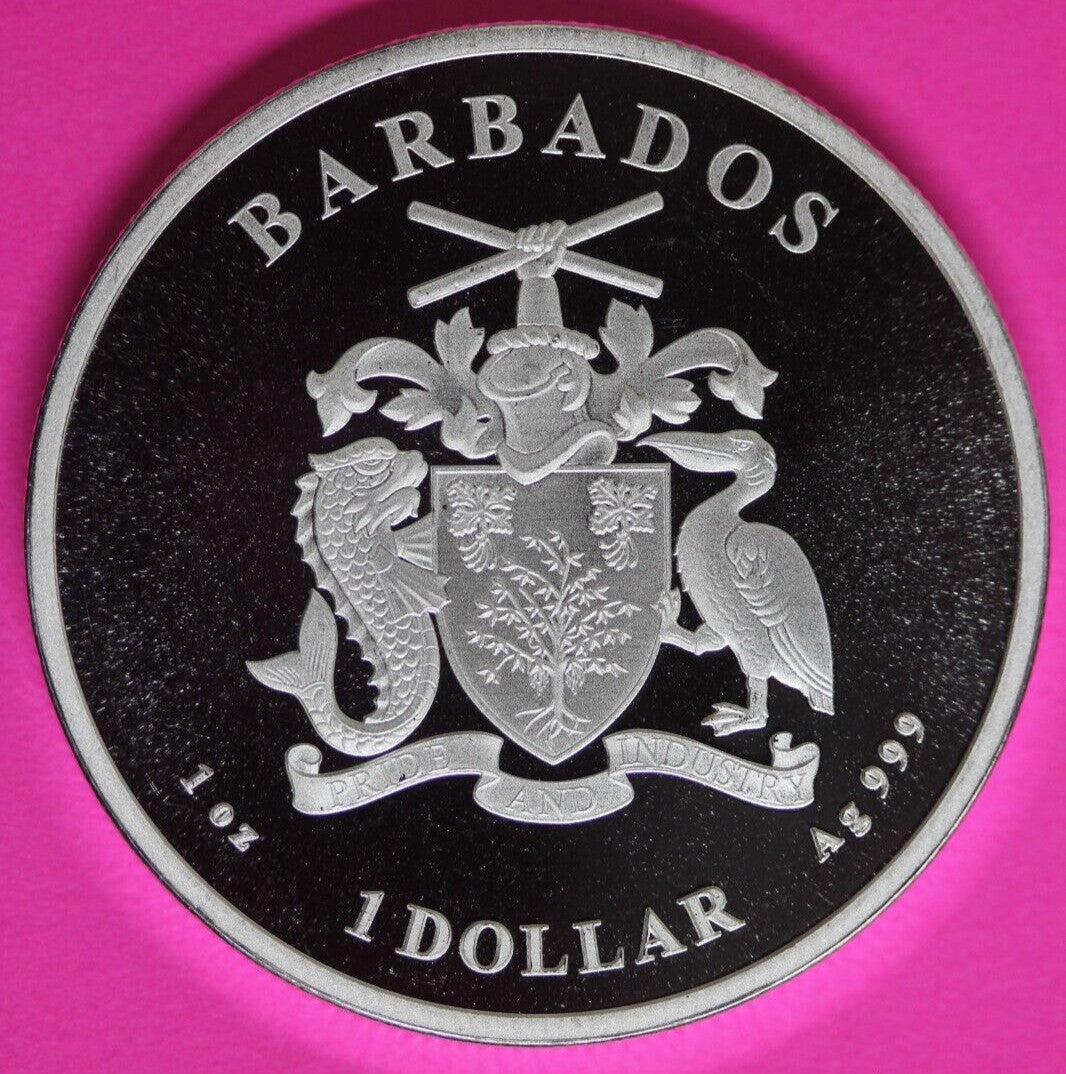 Gem BU 2023 Barbados Monkey 1 OZ Silver Coin .999 Fine $1.00 Same Coin In Pic 32