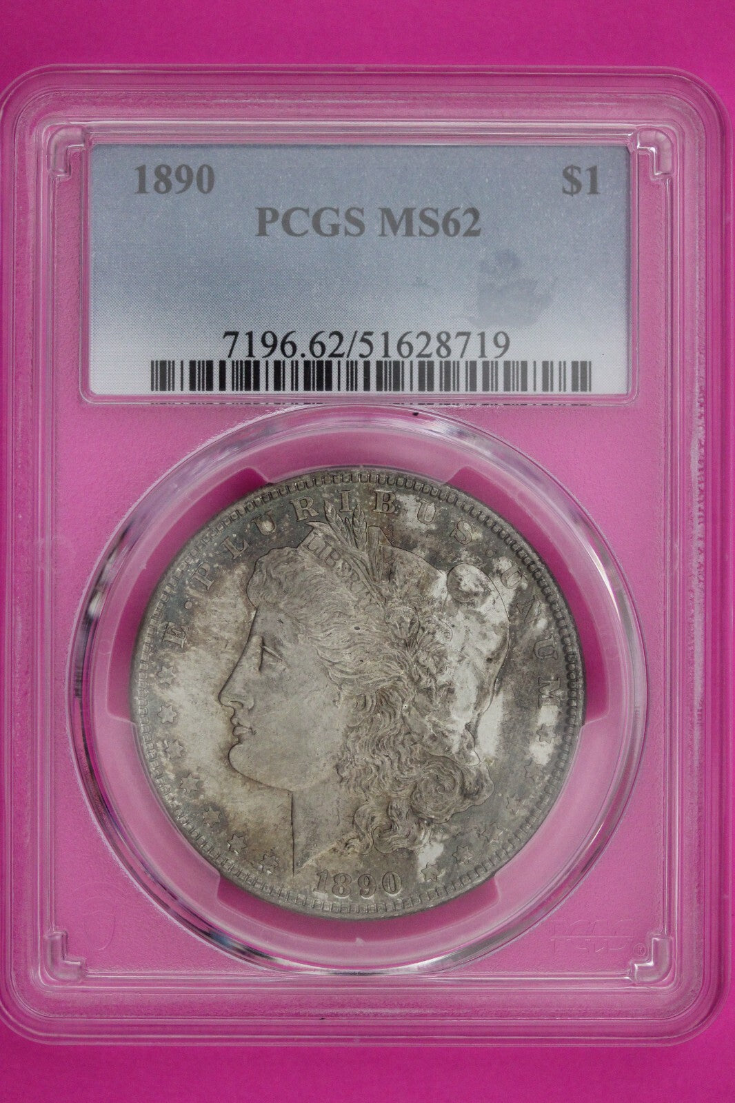 Toned 1890 P MS 62 Liberty Morgan Silver Dollar PCGS Certified Graded Slab 911