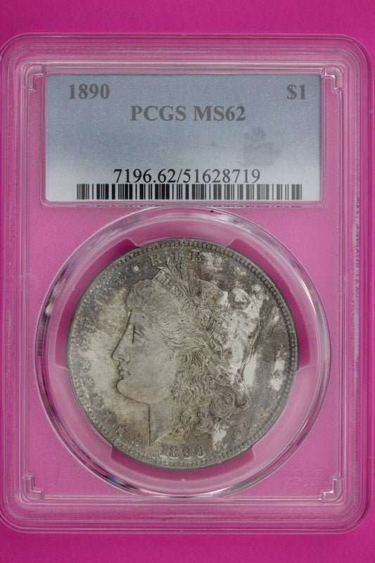 Toned 1890 P MS 62 Liberty Morgan Silver Dollar PCGS Certified Graded Slab 911