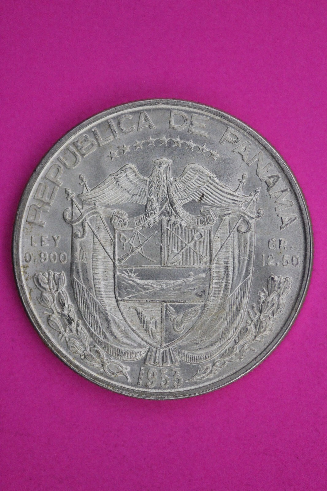 Gem Brilliant Uncirculated 1953 Panama Half Balboa Silver Low Mintage Coin 31