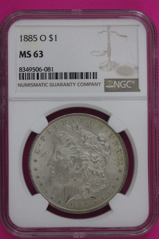 1885 O MS 63 Liberty Morgan Silver Dollar NGC Certified Graded Authentic 725
